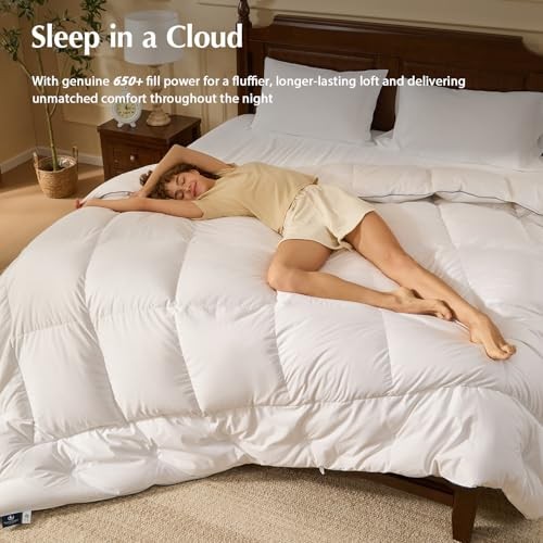 Down Comforters Size, 100% Cotton Duvet Insert, Extra Fluffy White King