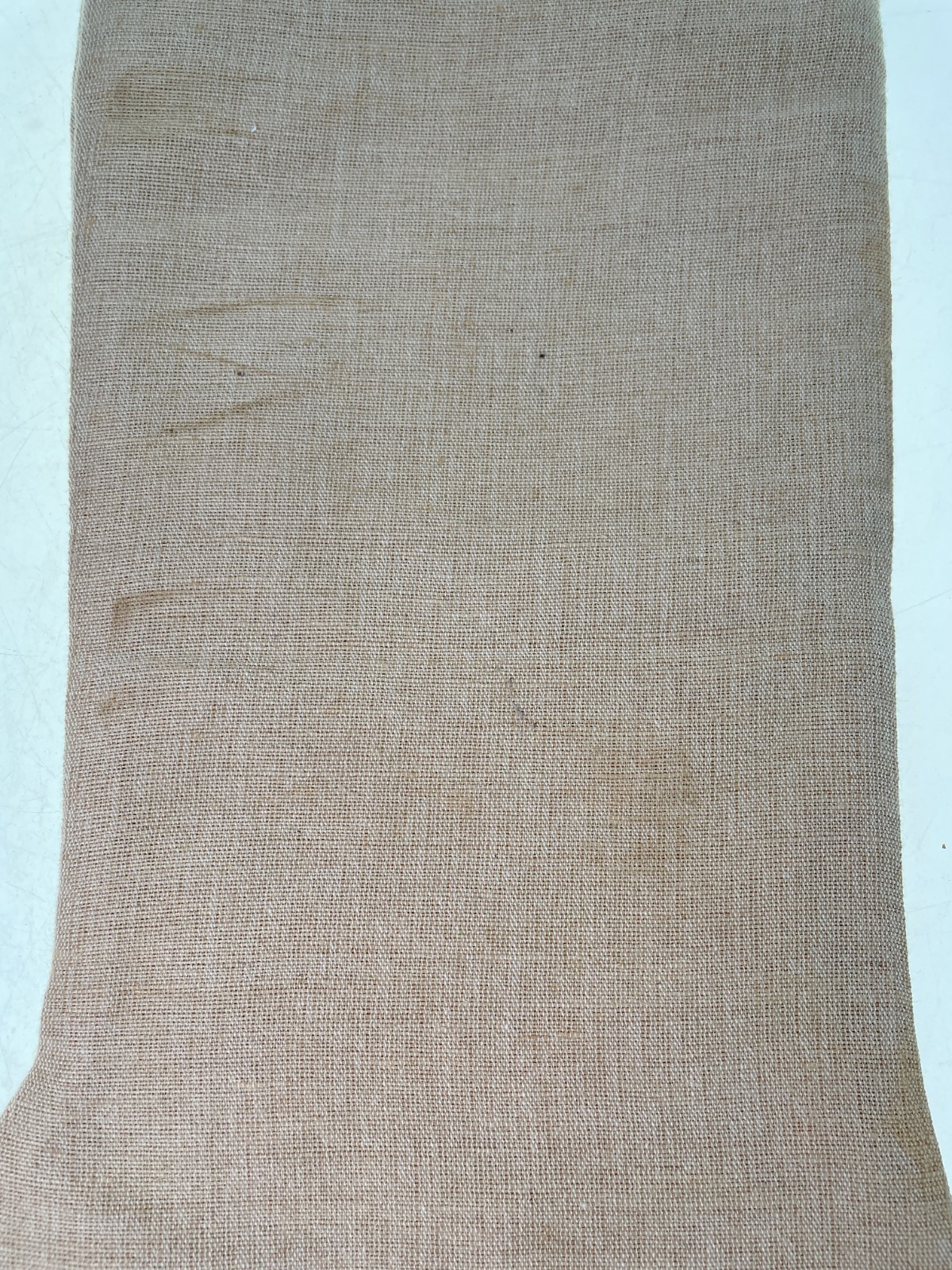 19” Christmas Stocking Beige Jute with Embroidered Holly Berry & Leaves