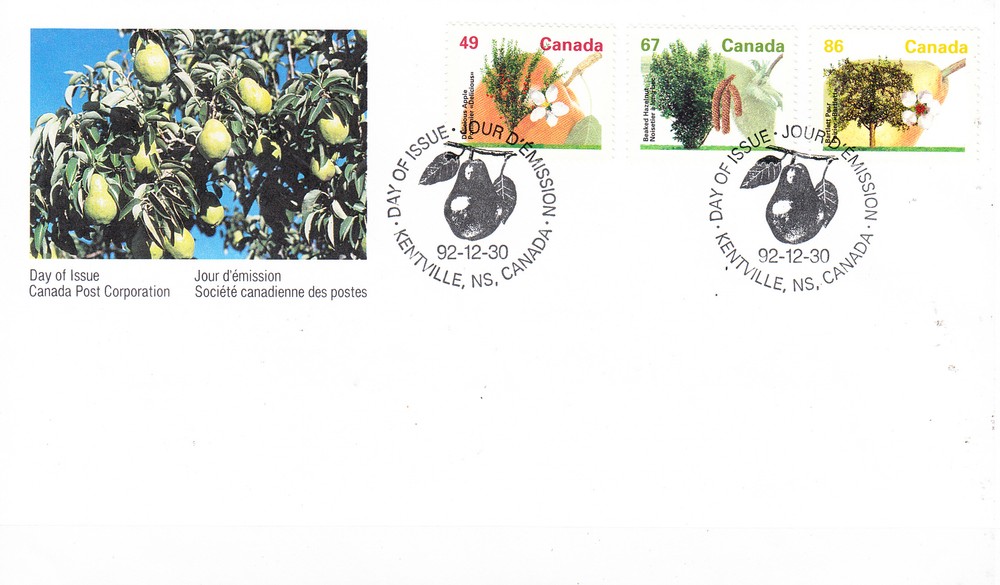 W CANADA 1364+1368+1372 FDC GROWING FRUIT TREES