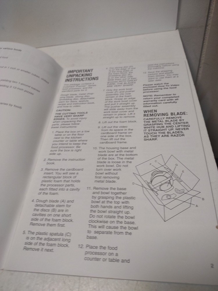 Cuisinart DLC-2007 Prep 7 Food Processor Instruction Manual Booklet Replacement