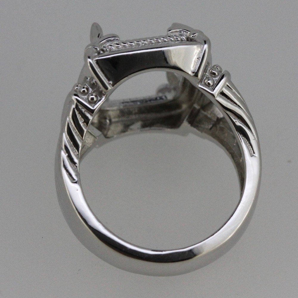 Sterling Silver Semi Mount Ring Setting cabochon Cushion Cu 14x10mm
