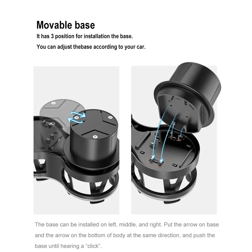 2x Car Cup Water Bottle Holder Insert Adapter Extender Expandable Removable Base