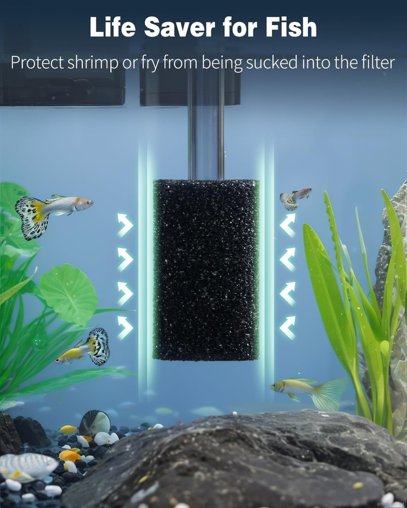 Pawfly 12 Pack Pre-Filter Sponge, Aquarium Filter Sponge 0.8" Intake Black