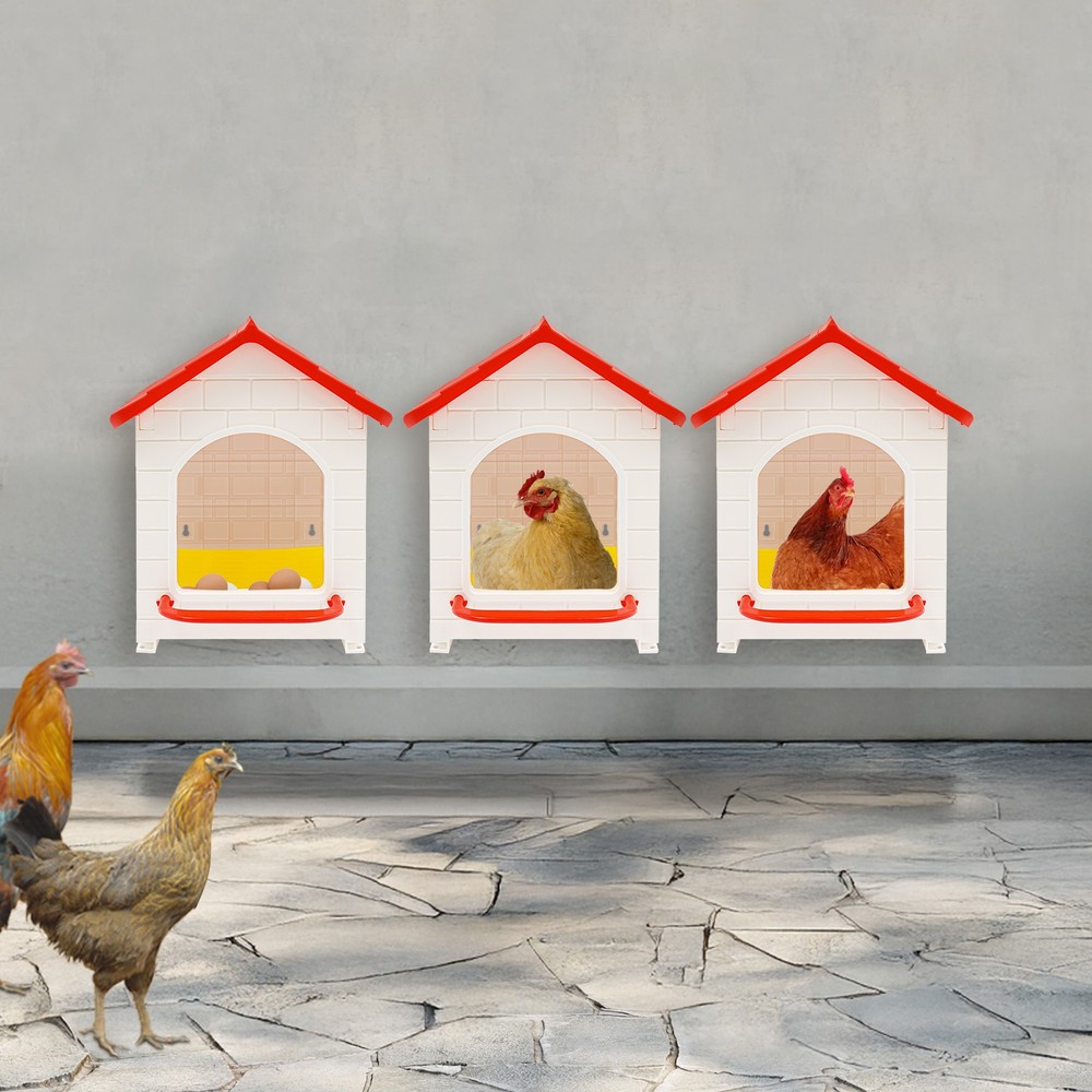 3 PCS Chicken Nesting Boxes Nesting Box with Nesting Pad for Laying Eggs Red