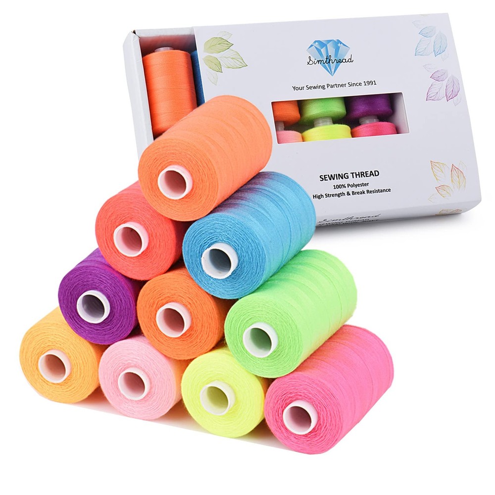 10 Spool All Purpose Sewing Thread Rainbow Series 1000 Yards Polyester Bobbin