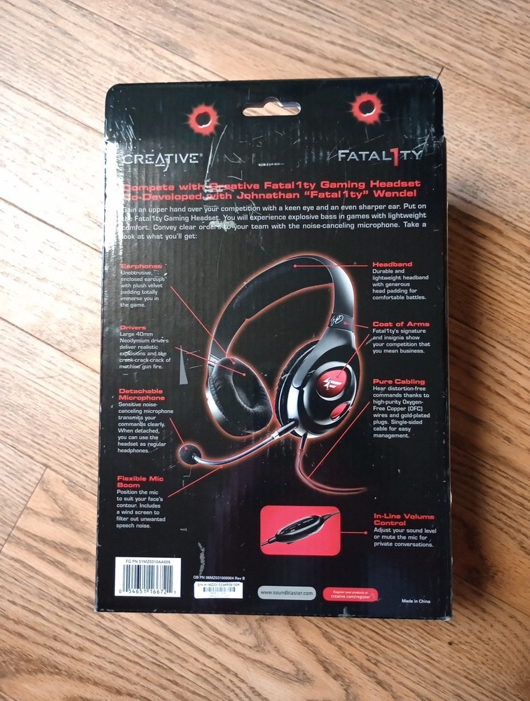 Creative Fatal1ty Gaming Headset (2010s, Microphone, Untested As-Is)
