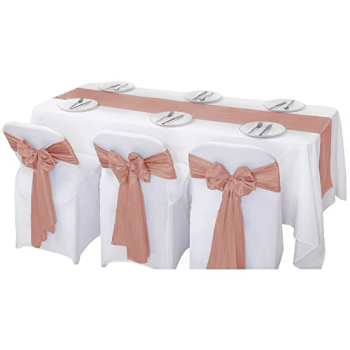 6Pack Table Runner 12 x 108 Inches Satin Silk Table Runner for Wedding,