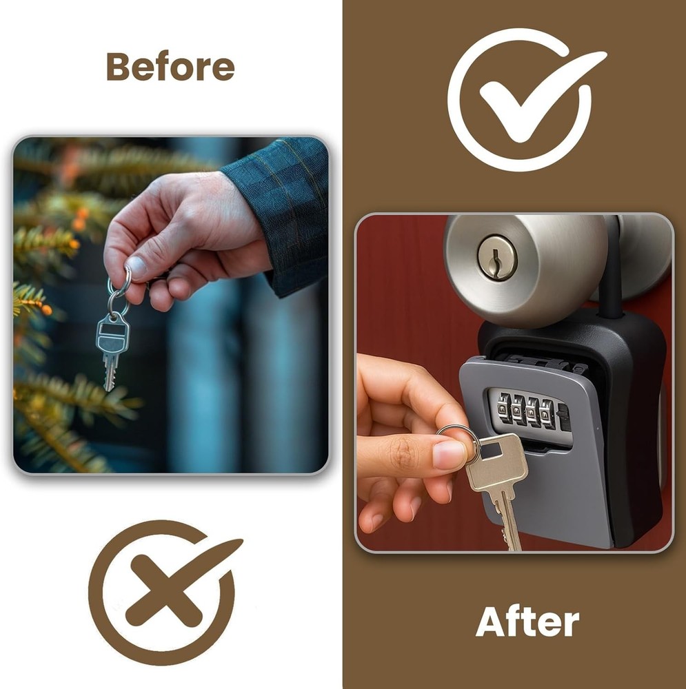 Wall Mount Password Key Box Resettable Code Safe Portable Home Security Lock Box