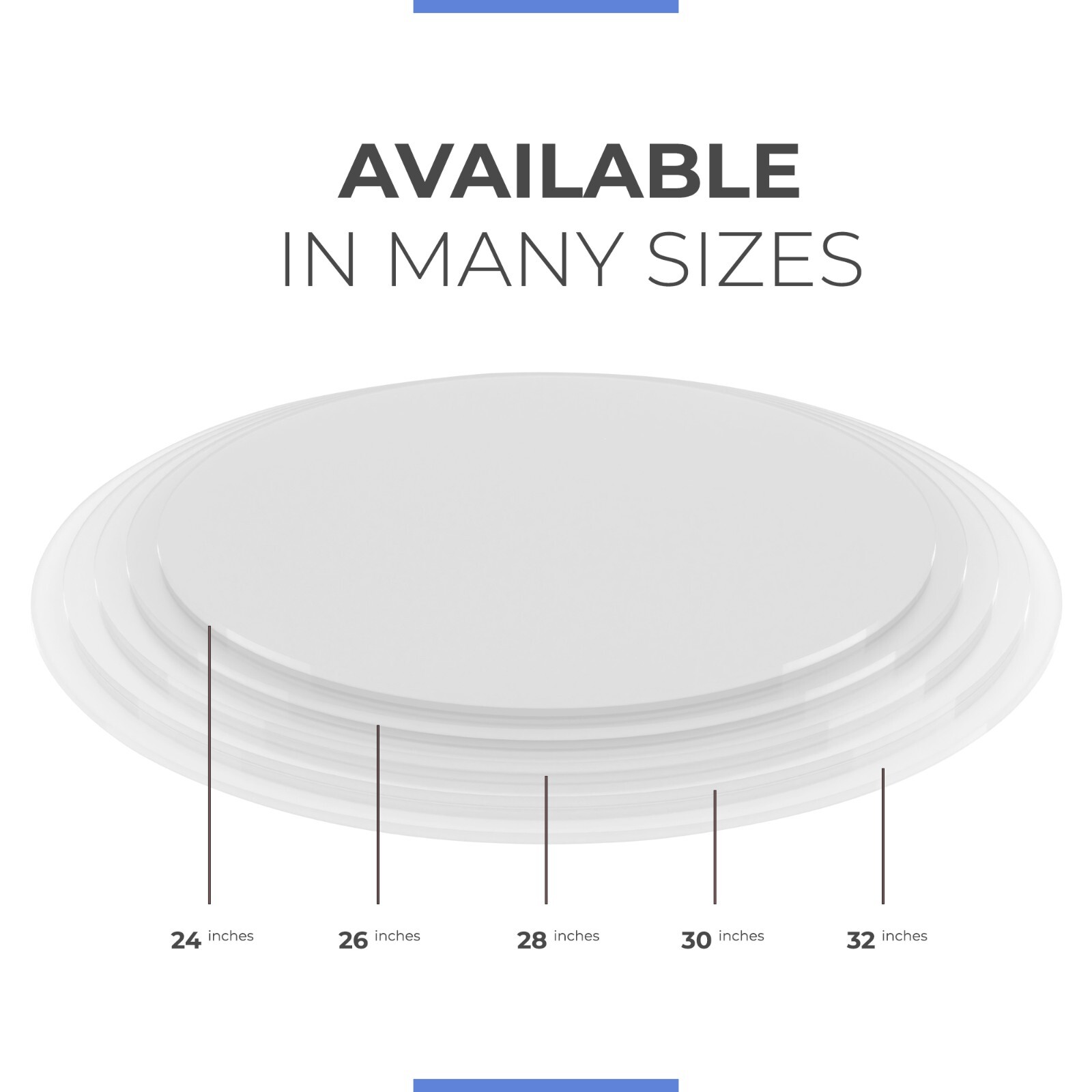 Round Acrylic Plexiglass Sheet Table Top 1/4" Flat Clear Cake Disc Lucite Circle