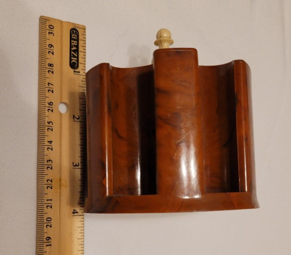 Vintage Marbled Bakelite Poker Chip Chips Storage Carrier 4"