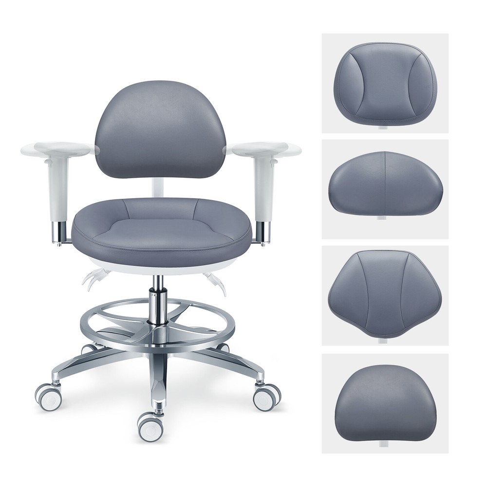 Adjustable Microfiber Leather Cushion Microscope Doctor's Chair with Armrests US