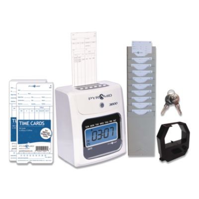 Pyramid Technologies 3800SK1 3800 Time Clock Bundle, Lcd Display, Ivory/charcoal