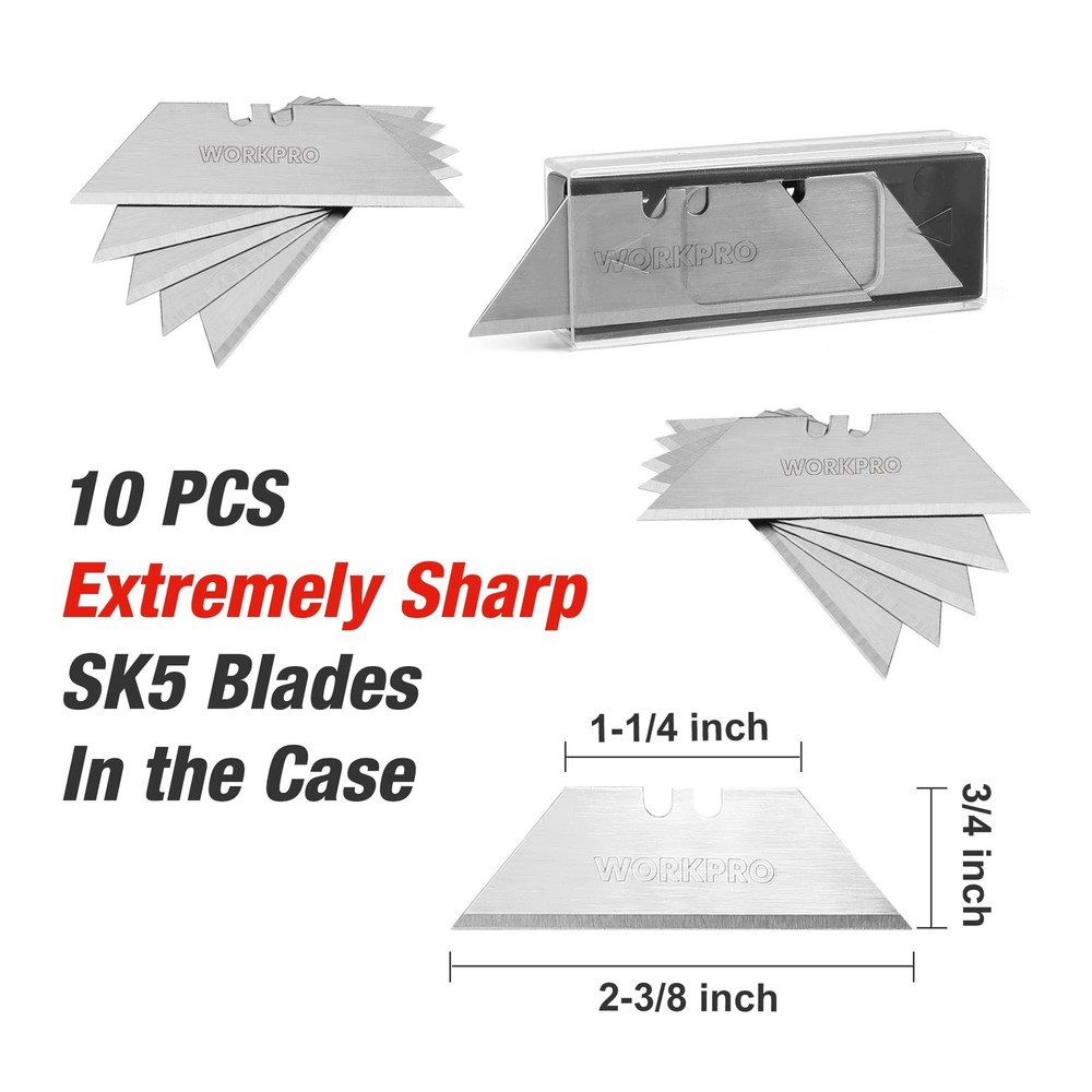 Workpro Folding Utility Knife With Stainless Steel Head, Quick-change