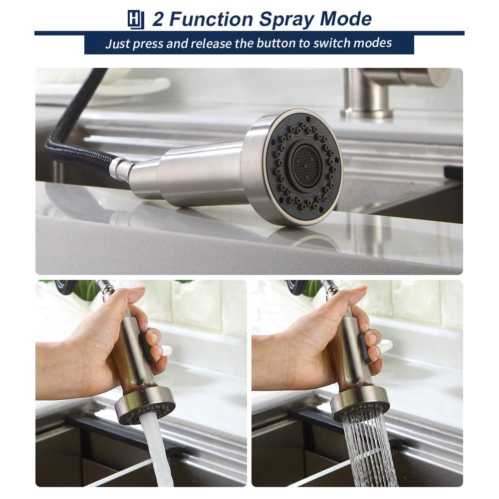 HOMELODY Pull Down Faucet Replacement, 2 Functions Sprayer Brushed Nickel