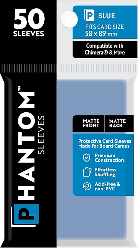 Phantom Sleeves: Blue Size (58mm x 89mm) - Matte Front/Back (50)