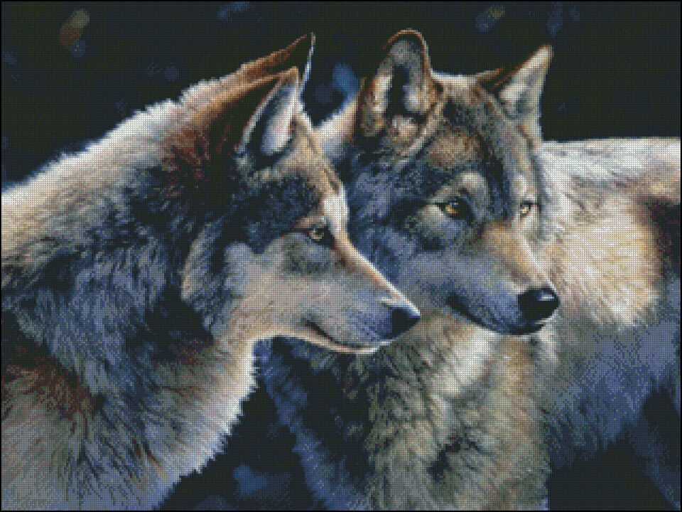 Chart Needlework Crafts DIY - Counted Cross Stitch Pattern - Two Wolves