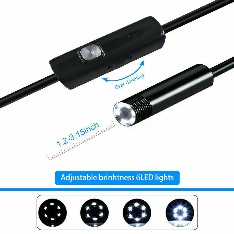2M USB TypeC Endoscope Borescope Snake Inspection Camera 3 in 1 for Androidid PC
