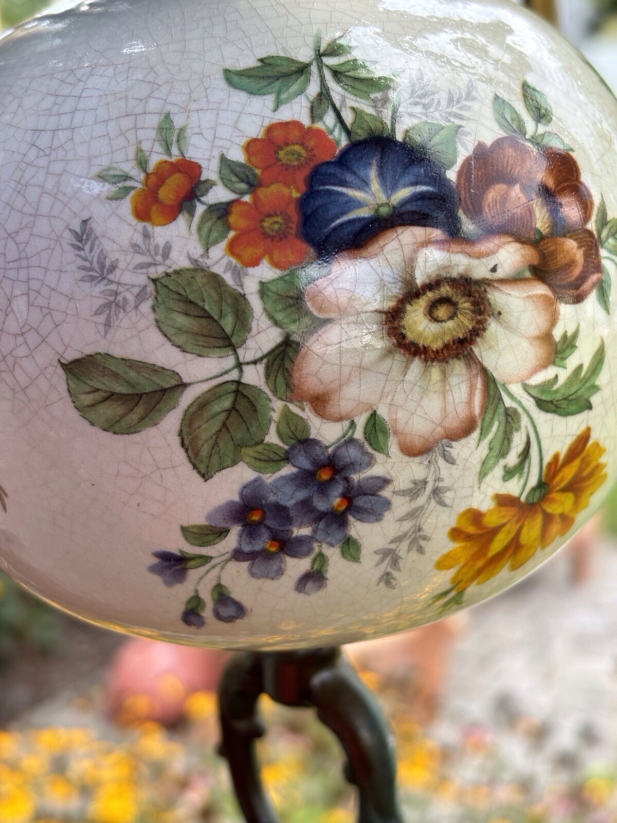 French hand painted 6 arm Porcelain Chandelier from the 20-40s