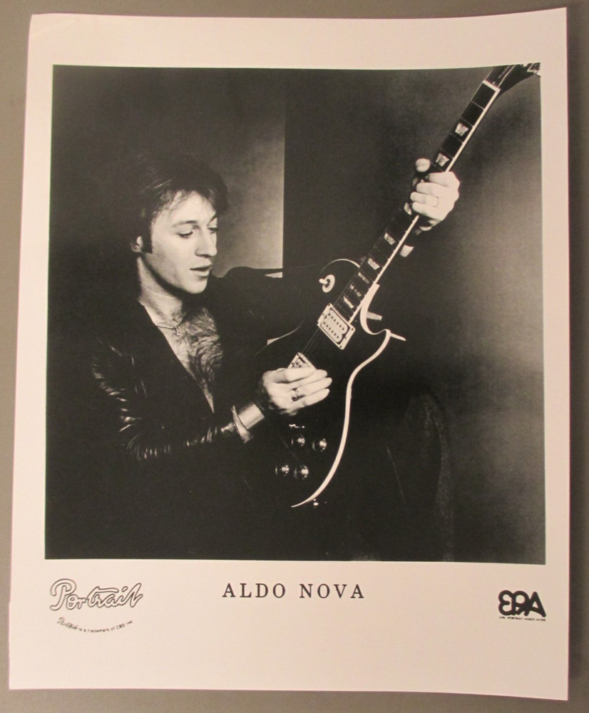 Aldo Nova black & white 8 X 10 glossy promo photo Playing Guitar  !