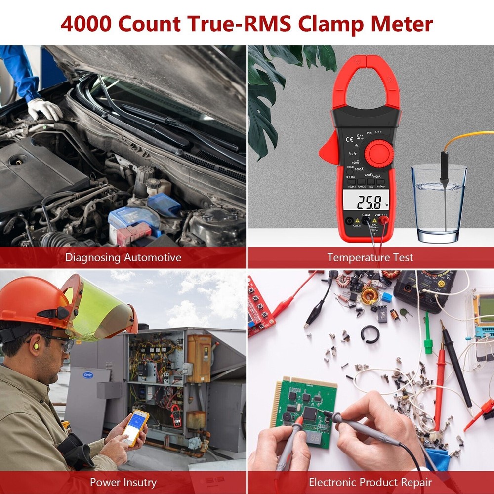 Digital Clamp Meter Multimeter AC/DC Amp Volt Current Temp NCV Tester 4000 Count
