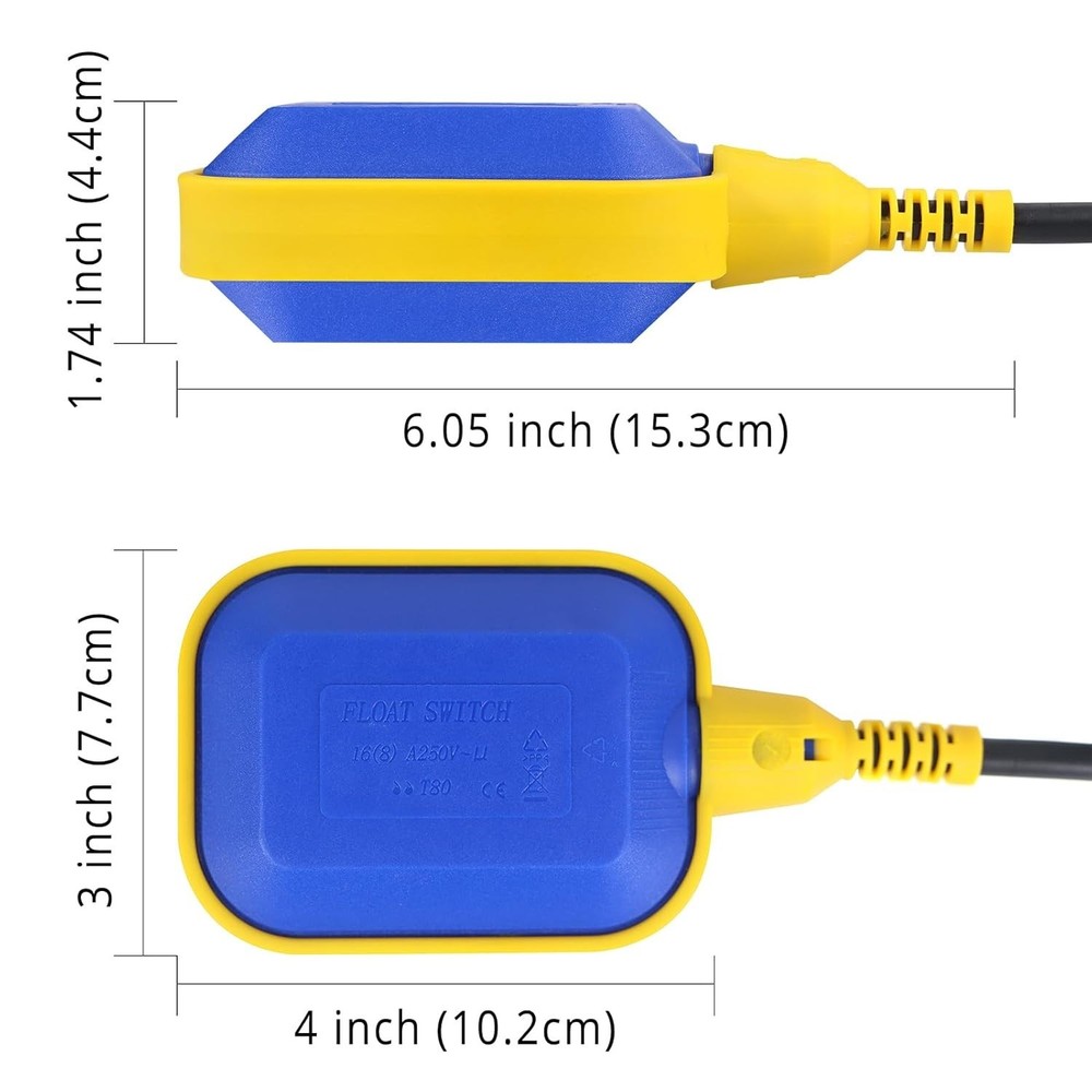 Float Switch, 220V 16A Waterproof Tethered Float Switch & Liquid Level Contro...