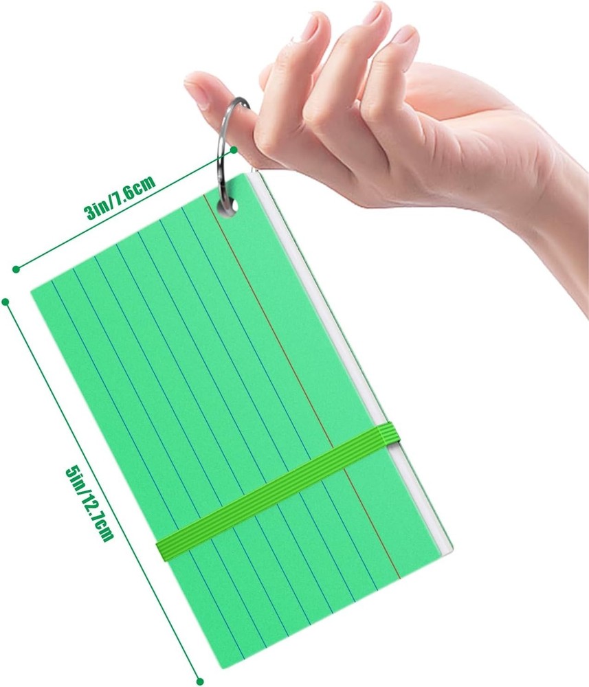 3x5 Flash Cards Set with 4 Color-Coded Rings for Easy Note Organization