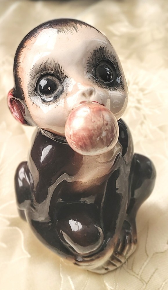 Freaky Bubble Blowing Monkey Ceramic Collectible Decor Unique Vtg MCM