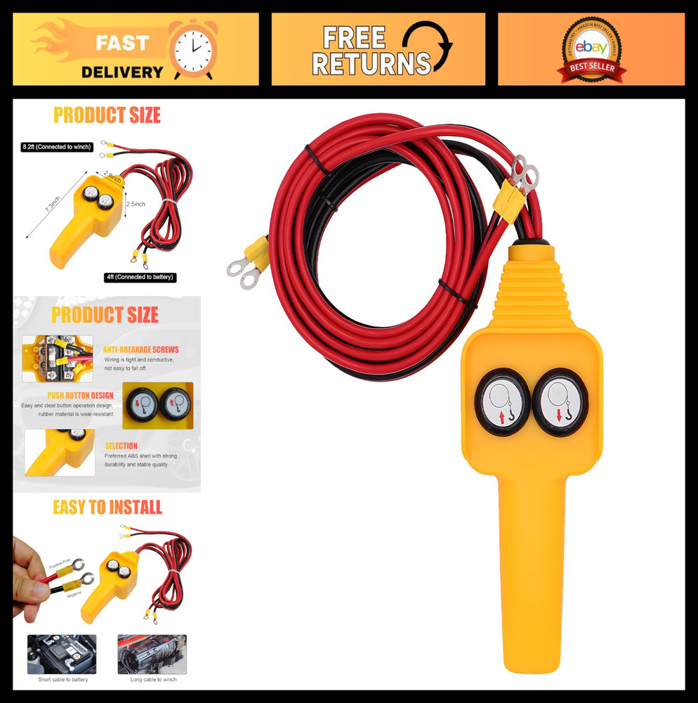 Push Button Winch Controller Remote - 12V Wired for 1500-5000lbs Electric Winche