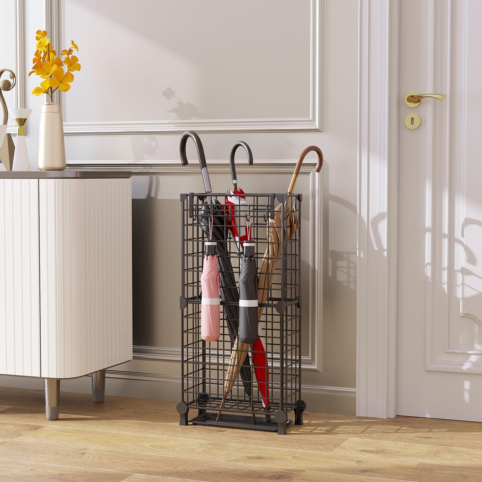 Umbrella Holder Entryway, Umbrella Stand Freestanding, Metal Square Umbrella Rac