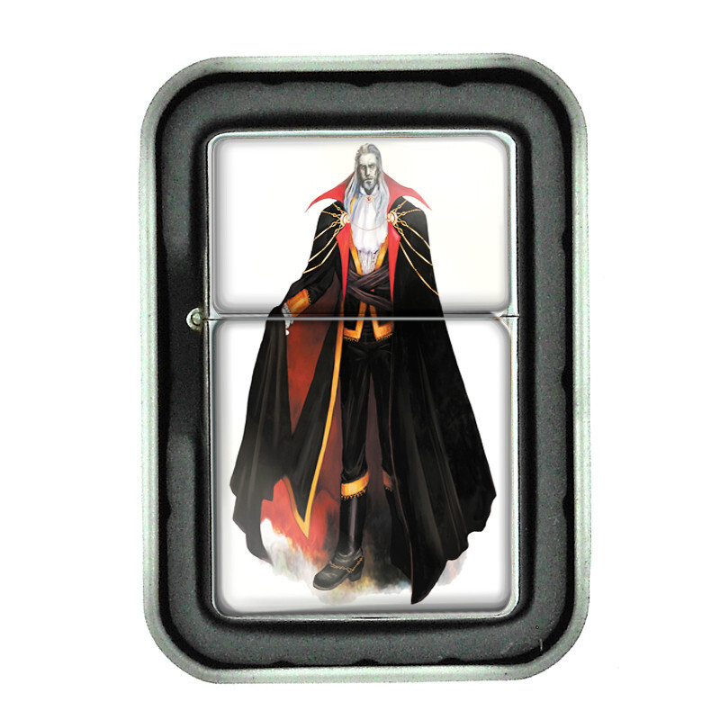 Dracula Vampire D8 Flip Top Oil Lighter Windproof