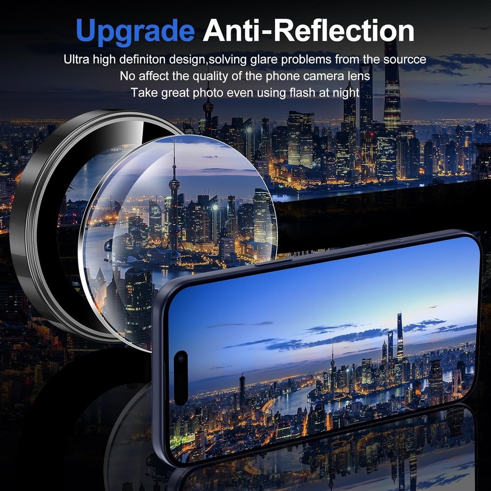 1 Set Black Ring Camera Lens Protector for iPhone 17 Pro/Pro Max
