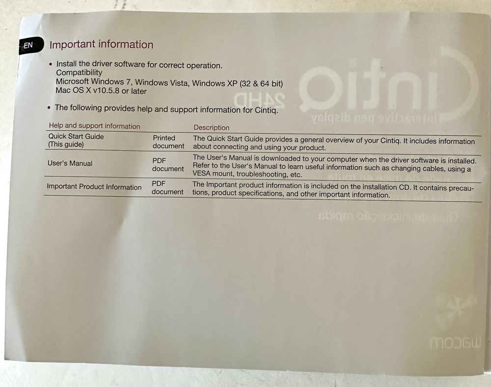 Wacom Cintiq 24HD Interactive Pen Display CD-ROM Software DVD Install CD Bundle