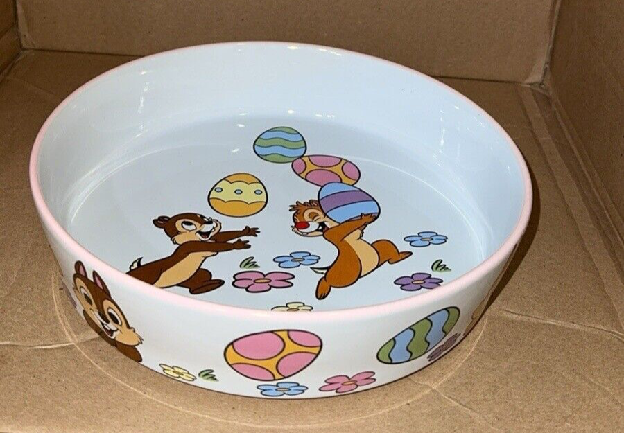 Disney EASTER Chip 'n Dale Ceramic Round Baking Cake Pan Dish NEW