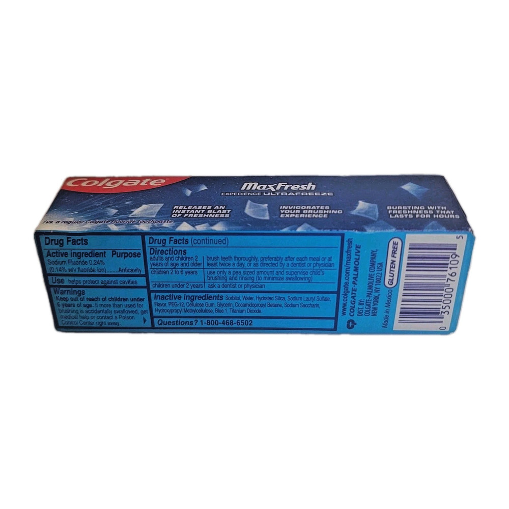 Colgate MaxFresh Cool Mint Toothpaste 1.0oz Travel Size TSA Approved Mint