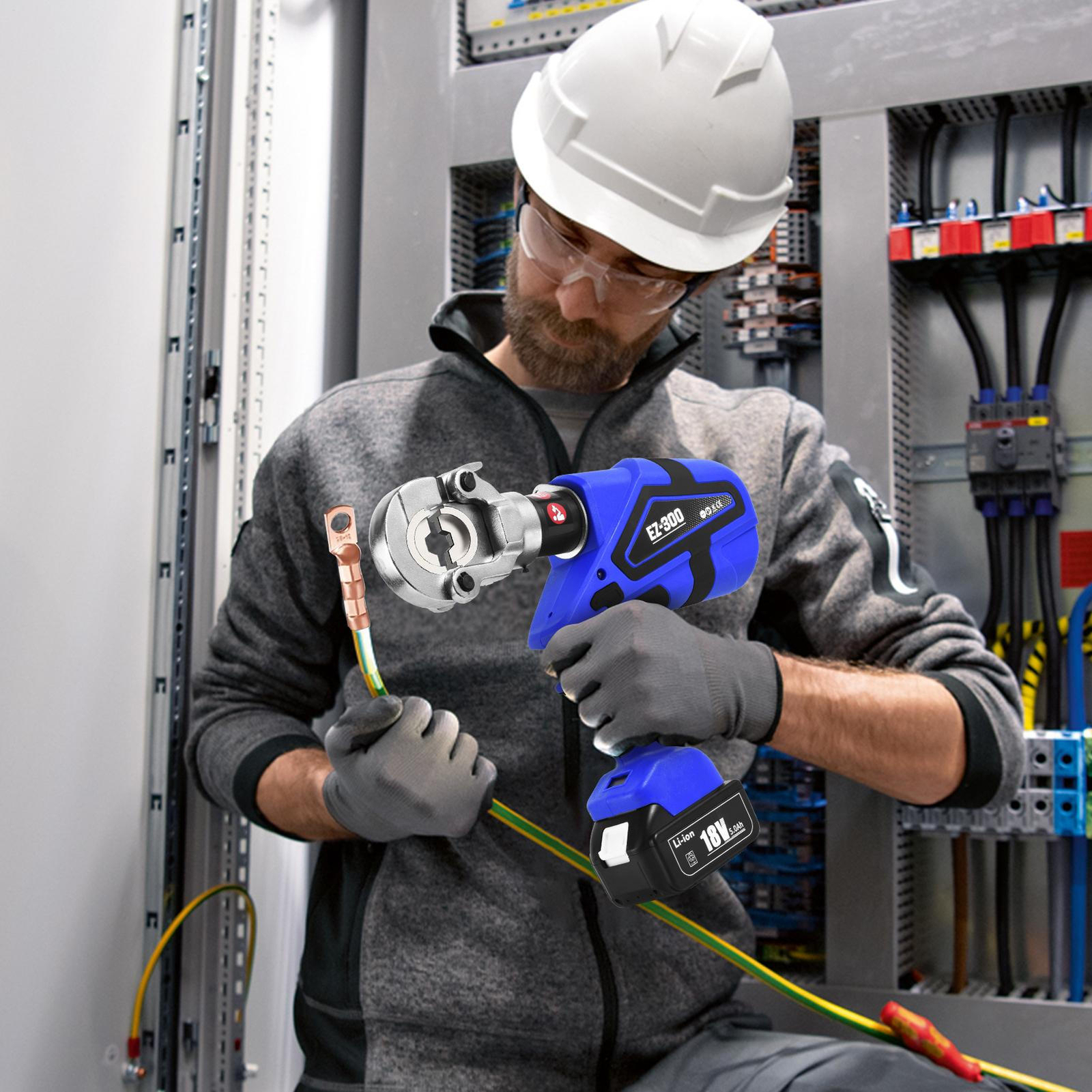 Electric Hydraulic Plier Rechargeable Battery Crimping Tool 16-300mm²