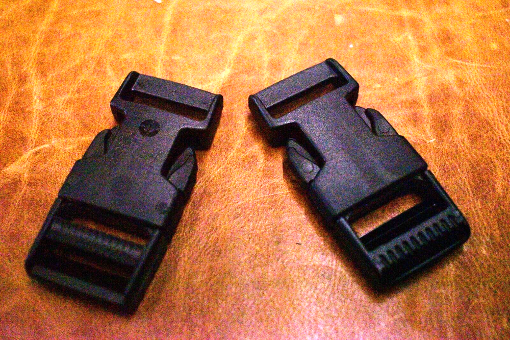 2 PK Fastex 1" Quick Side Release Buckles, Plastic Buckle Clips
