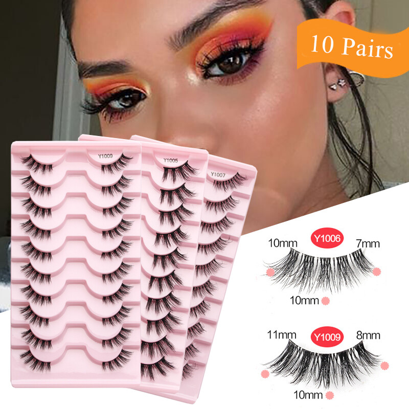 Eyelash Extension Reusable Half Eyelashes Segmented False Eyelashes 10Pairs✔