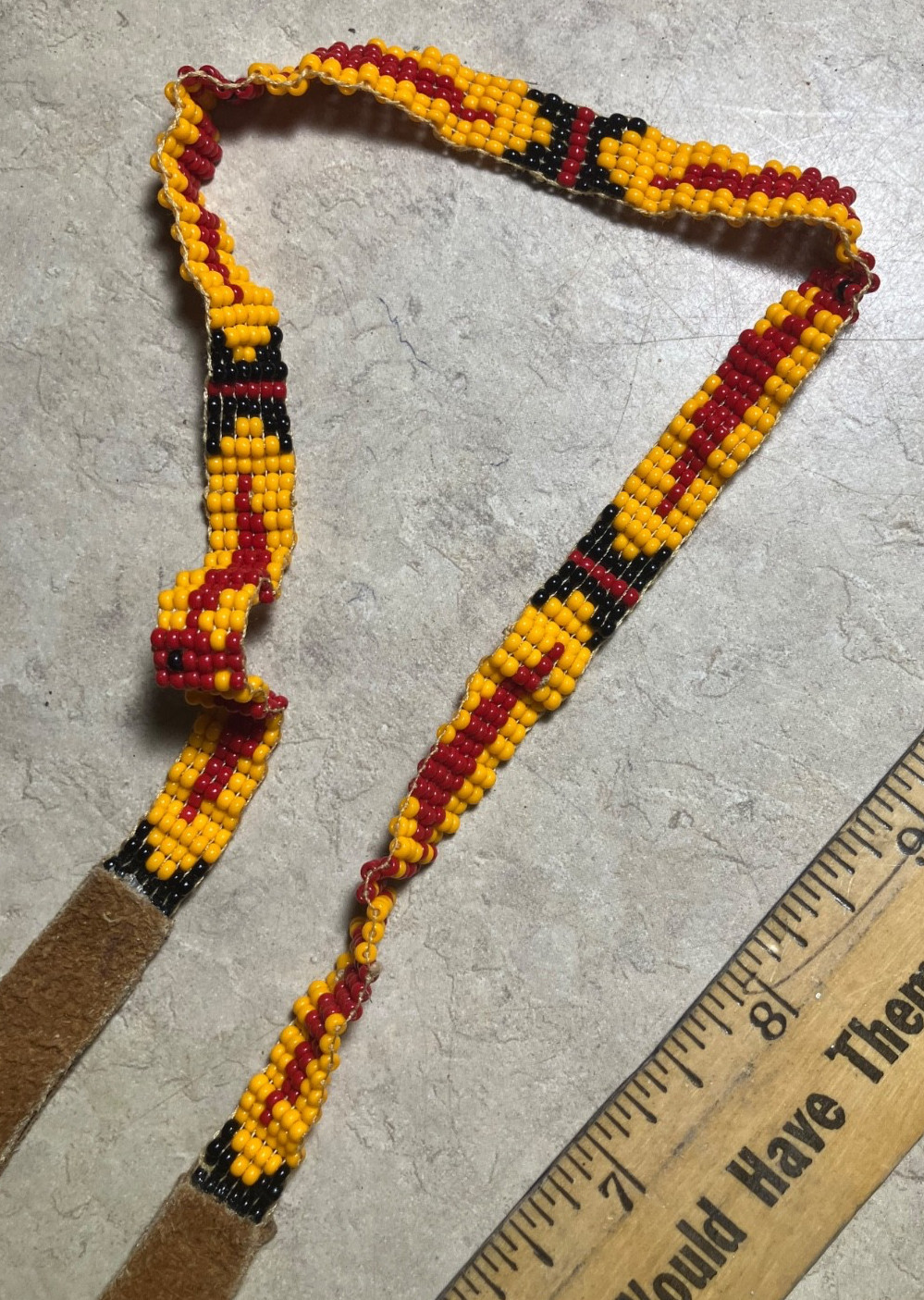 Antique beaded Native American hat band/head band-Thunderbirds-Navajo??