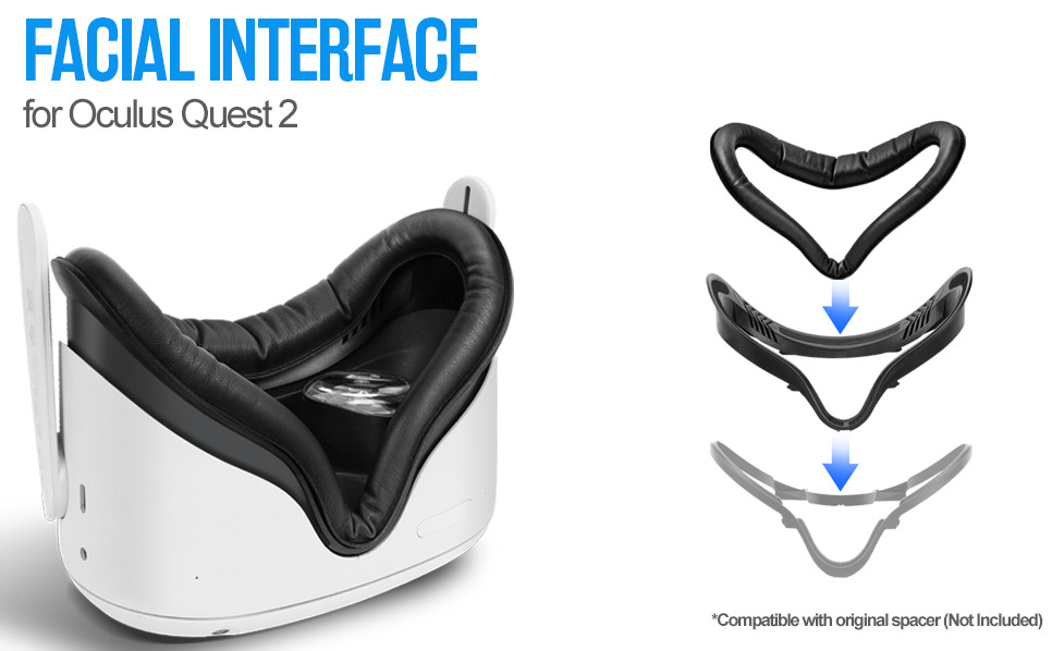 VR Foam Face Pad Replacement Set for Oculus Quest 2 Sweat-Proof PU Foam