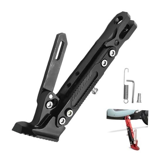 Motorcycle Kickstand, Height Adjustable Foot Side Support Parking 1 PC Black