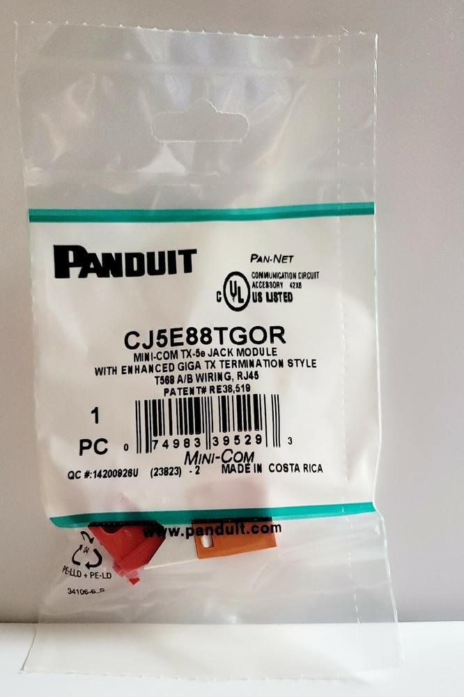 Panduit CJ5E88TGOR mini-com TX-5e Jack Module, (available  170 pcs) ORANGE