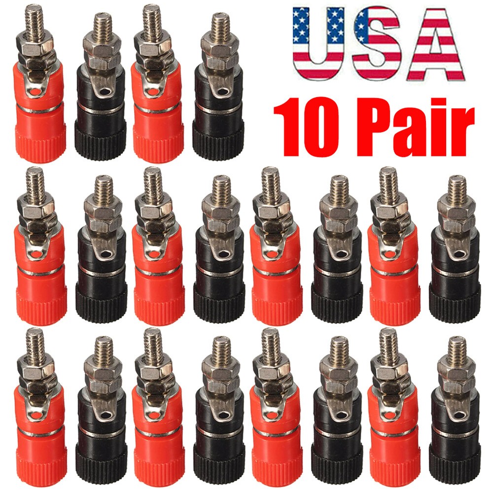 10 Pair 4mm Banana Plug Socket Jack Binding Post Nut Male Connector for video US