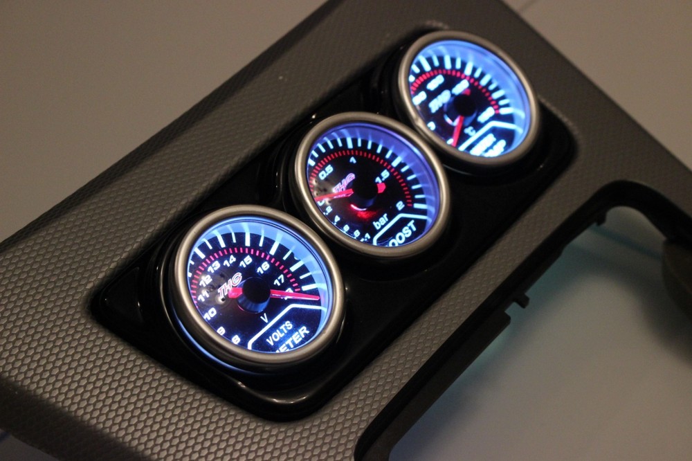 BMW E90 E92 E93 Centre Console Gauge Holder 3 Hole 52mm - Gloss Black ABS