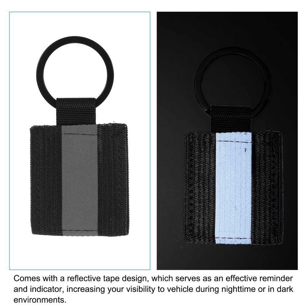 6 Pcs Reflective Keychain Tags, Reflective Zipper Pulls, Black/Green/Blue