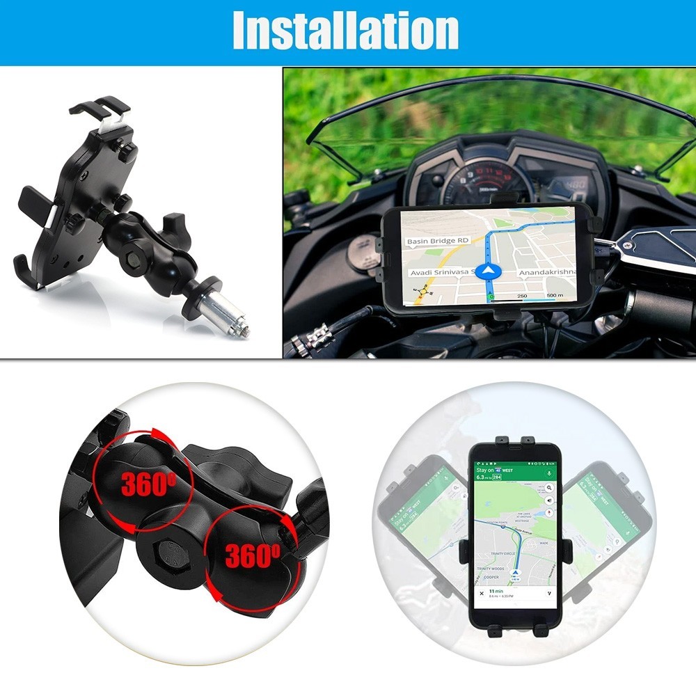Motorcycle Phone Mount Fork Stem Mobile Holder GPS Navigation Bracket US