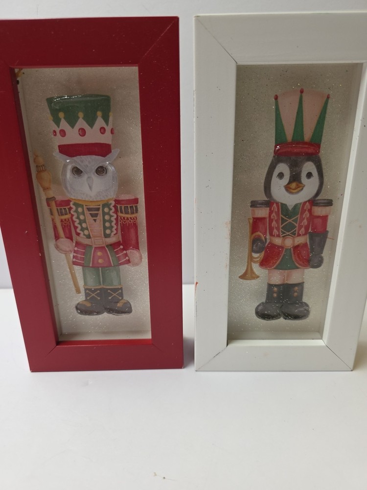 Set Of 2 Owl And Penguin Nutcrackers