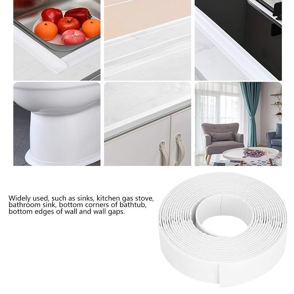 10.5FT PVC Self Adhesive Caulk Sealing Strip Tape For Kitchen Wall Sink Toilet