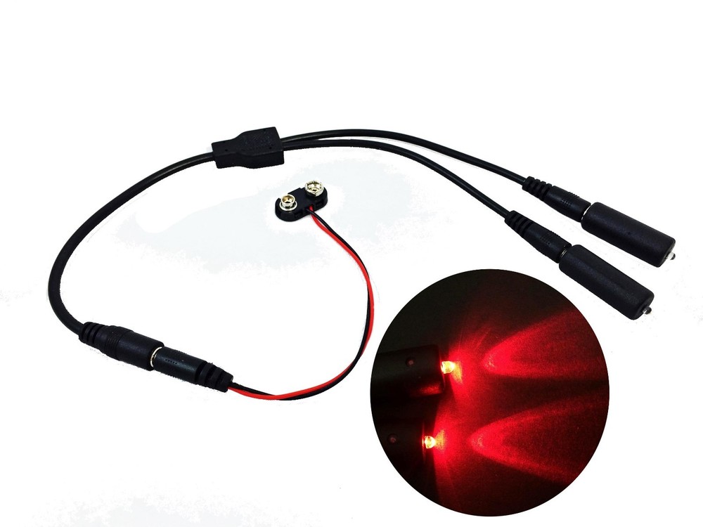 Red LED 2X Micro Effects Light splitter cable 9V for prop scenery MELKIT2R