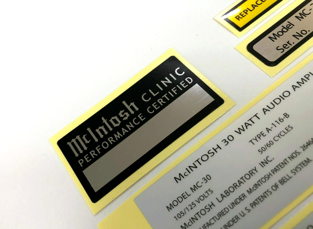 McINTOSH MC30 AMPLIFIER SIDE DECAL LABEL Type-B - Serial number type - New repro