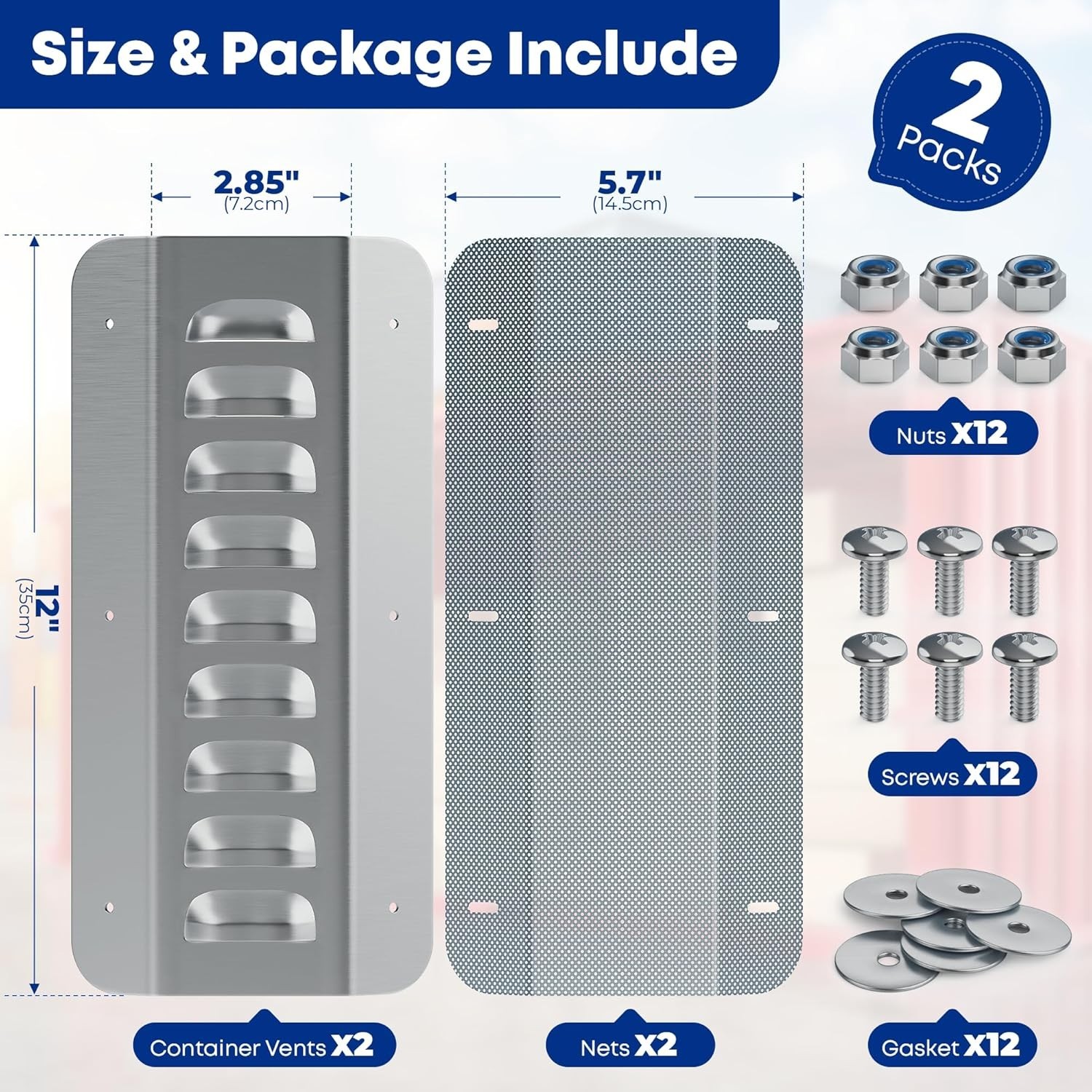 2 Pcs Shipping Container Air Vent Kits,Transportation Container Vents